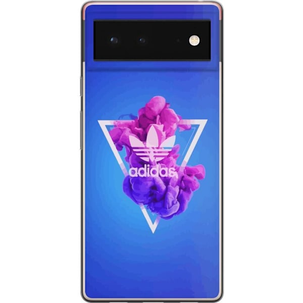 Google Pixel 6 Genomskinligt Skal Adidas-inspirerad blå desig