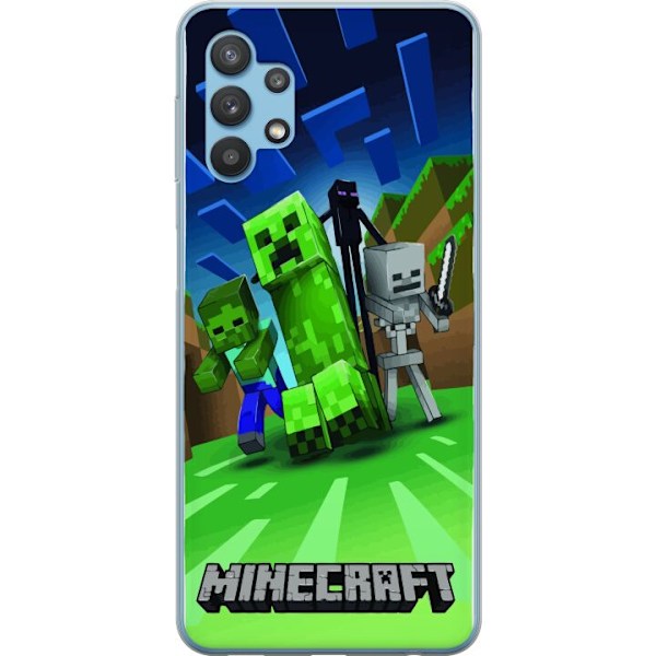 Samsung Galaxy A32 5G Genomskinligt Skal Minecraft Creeper mobilskal i klassisk grön pixelstil