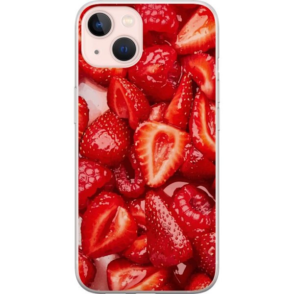 Apple iPhone 13 Läpinäkyvä kuori Mansikkakuviointi - makea