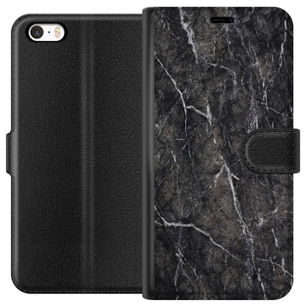Apple iPhone 5 Tegnebogsetui Sort Marmor