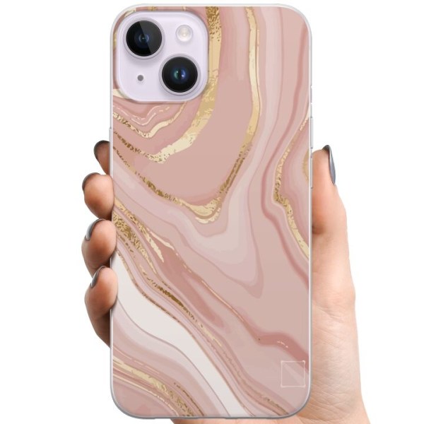 Apple iPhone 15 Plus TPU Mobilskal Marmor Guld
