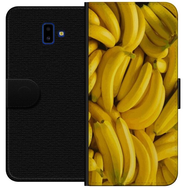Samsung Galaxy J6+ Plånboksfodral Banana Pattern – lekfullt mönster med gula bananer