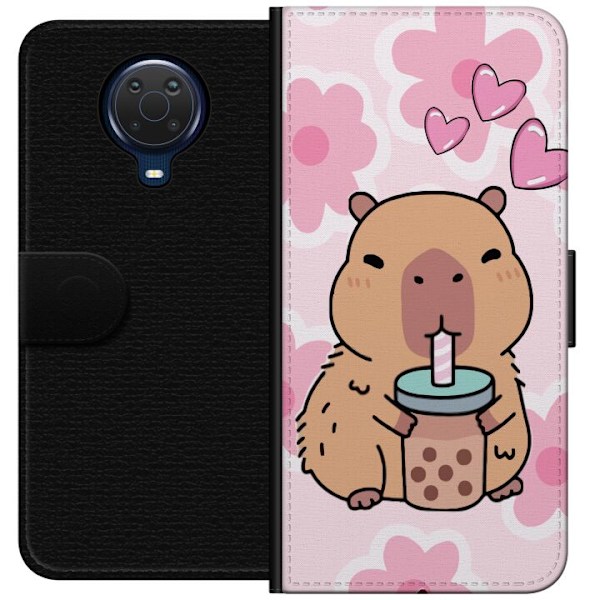 Nokia G20 Plånboksfodral Kawaii Capybara Hjärtan Anime Stil Söt Design Djurmotiv TikTok Populärt Present Tjej