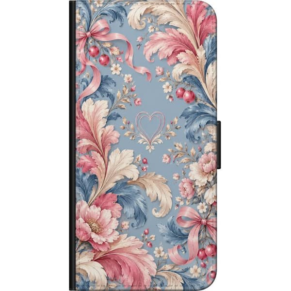 Kompatibelt Lommeboketui til OnePlus 9 Pro Blomsterornament blå