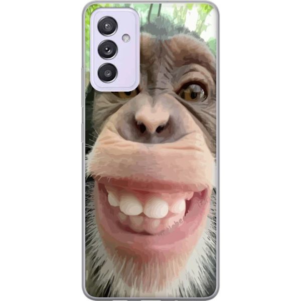 Samsung Galaxy A82 5G Genomskinligt Skal Chimp Selfie Rolig Grafisk Design Apa Djurmotiv Trend Roligt Motiv Populärt Urban Art Stil