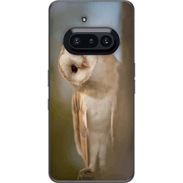 Nothing Phone (3a) Läpinäkyvä kuori Uggla Utelias Katse Lintumotiivi Metsä Luonto Grafinen Suunnittelu Suosittu Motiivi Eläin Teema Koriste