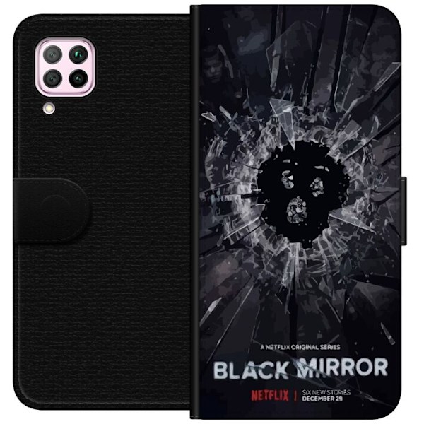 Huawei P40 lite Plånboksfodral Black Mirror Sci-Fi Netflix Serie Dystopi Teknik Cyberpunk Mörkt TV Spelmotiv