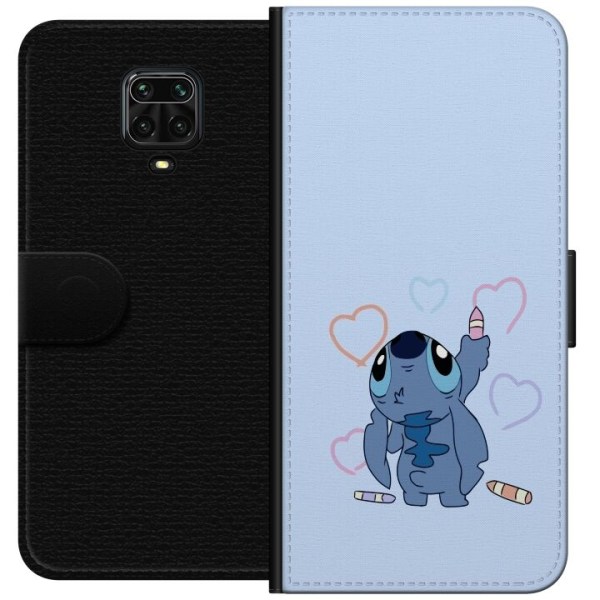 Xiaomi Redmi Note 9 Pro Lompakkokotelo Stitch Sydämet