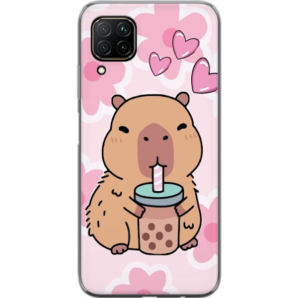 Huawei P40 lite Genomskinligt Skal Kawaii Capybara Hjärtan An
