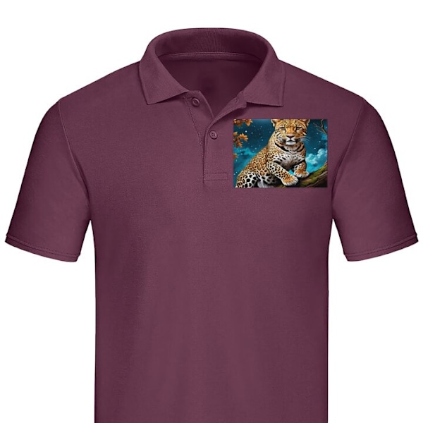 Poloshirt til Voksen | Elegant Poloshirt Leopard Bordeaux XX-Large