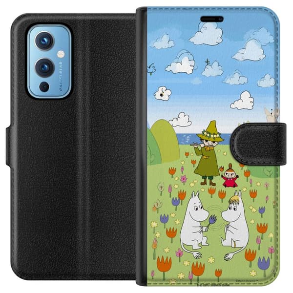 Kompatibelt Plånboksfodral till OnePlus 9 Mumin i blomsteräng grön