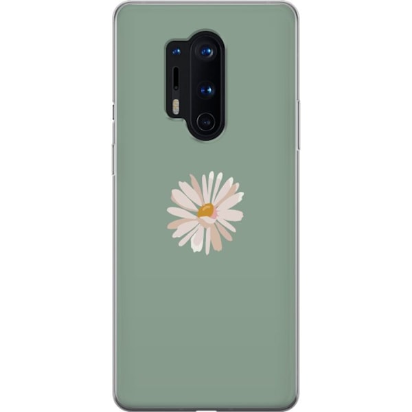 OnePlus 8 Pro Läpinäkyvä kuori Vihreä Minimalikukka - tyylikäs kukka vihreällä taustalla