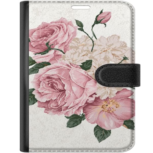 Kompatibel Tegnebogsetui til Apple iPhone Duo Lyserød rosenbuket pink