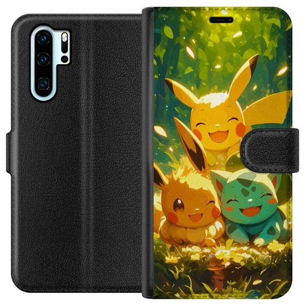 Huawei P30 Pro Tegnebogsetui Pixelmonster spillestil - farverig design til retro-elskende gamere