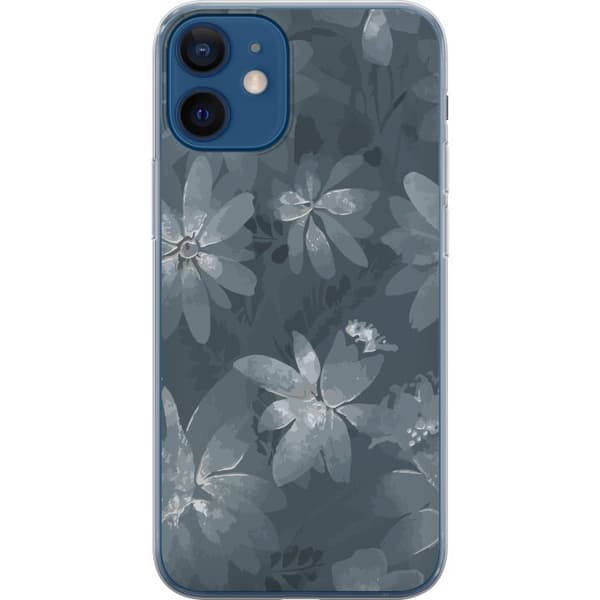 Yhteensopiva Puhelinkuori Apple iPhone 12 mini Kukat Harmaa / Sininen