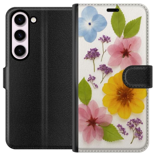Kompatibelt Plånboksfodral till Samsung Galaxy S23 Pressade blommor