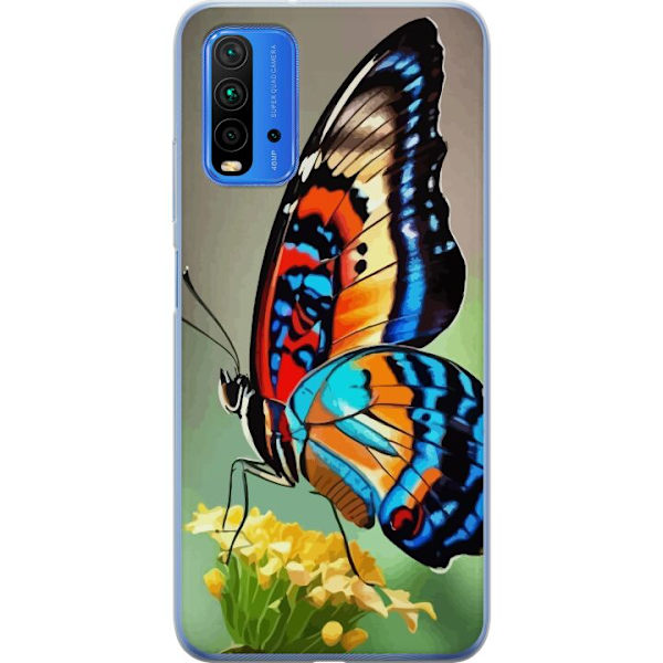 Xiaomi Redmi 9T Genomskinligt Skal Fjäril Natur Sommar Motiv Vingar Färgstark Design Populär Dekor Grafiskt Exotiskt Tema