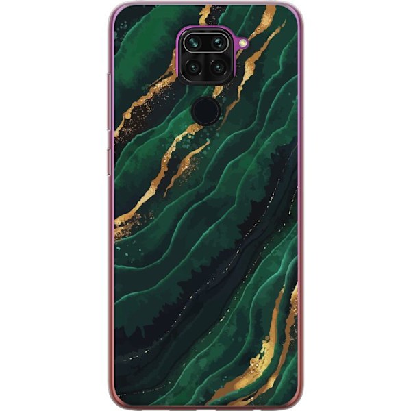 Xiaomi Redmi Note 9 Gennemsigtig cover Marmor Guld Grøn