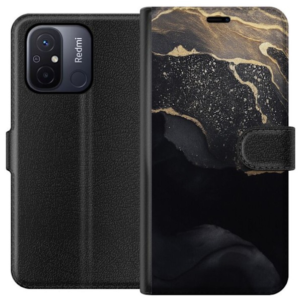 Xiaomi Redmi 12C Plånboksfodral Svart guld abstrakt