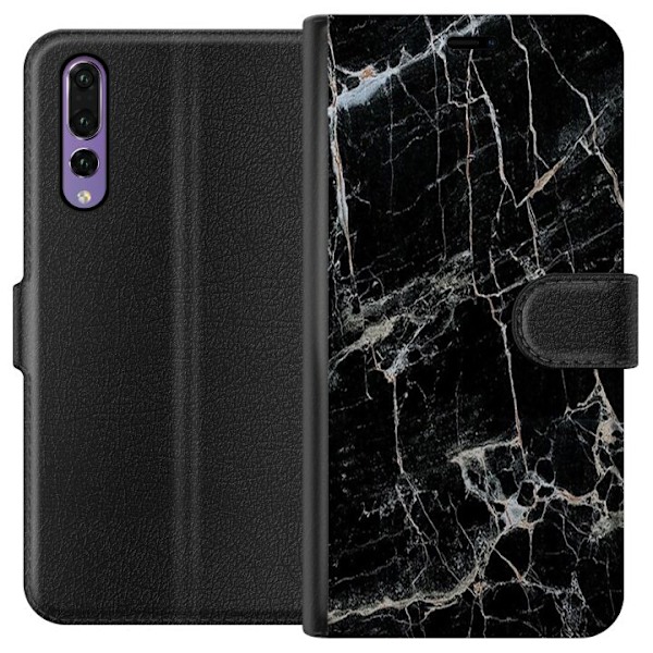 Huawei P20 Pro Tegnebogsetui Sort marmor