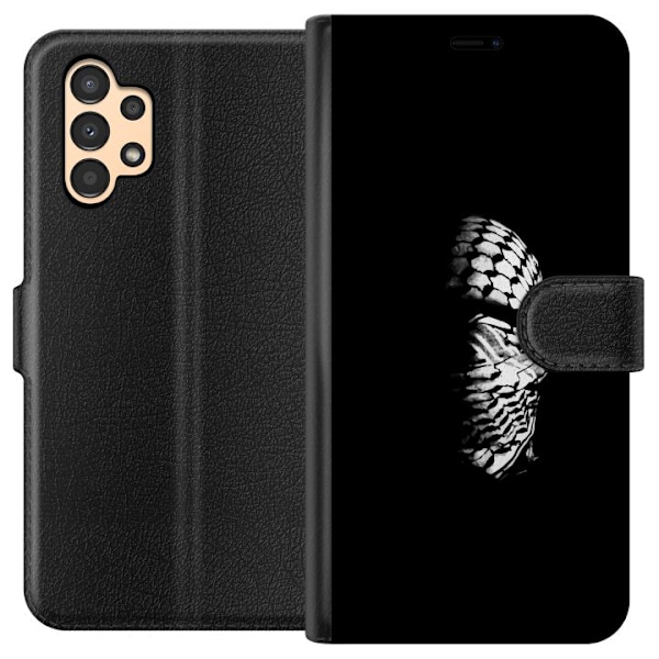 Samsung Galaxy A13 Tegnebogsetui Keffiyeh-mønster - klassisk sort-hvid palæstinensisk tørklæde med kulturel betydning