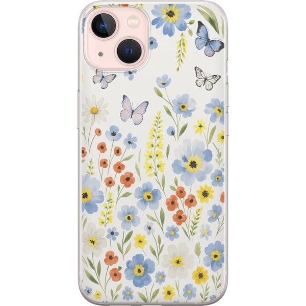 Apple iPhone 13 Läpinäkyvä kuori Kesäkukat