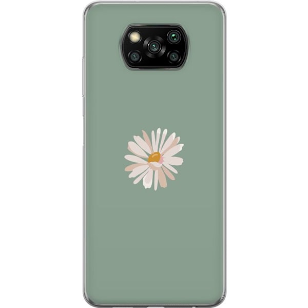 Xiaomi Poco X3 NFC Läpinäkyvä kuori Vihreä Minimalikukka - tyylikäs kukka vihreällä taustalla