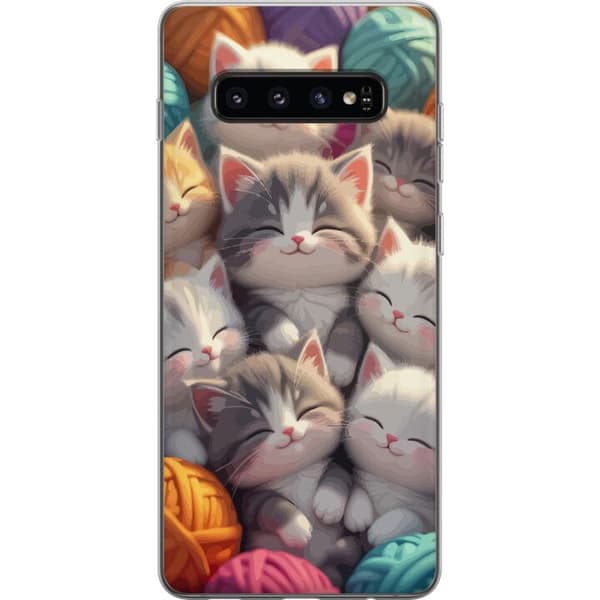 Kompatibelt Mobildeksel til Samsung Galaxy S10 Sovande kattungar beige