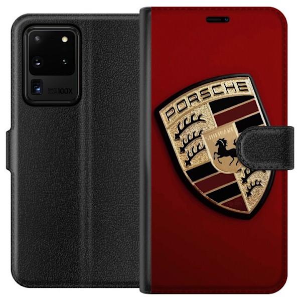 Samsung Galaxy S20 Ultra Plånboksfodral Mobilskal med stilren Porce logotyp i svartvitt