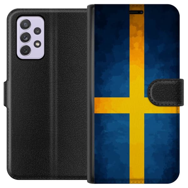 Kompatibelt Plånboksfodral till Samsung Galaxy A52s 5G Svenska flaggan blå