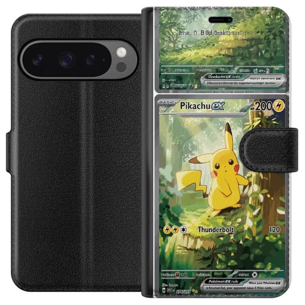 Kompatibelt Plånboksfodral till Google Pixel 9 Pro XL Pikachu grön