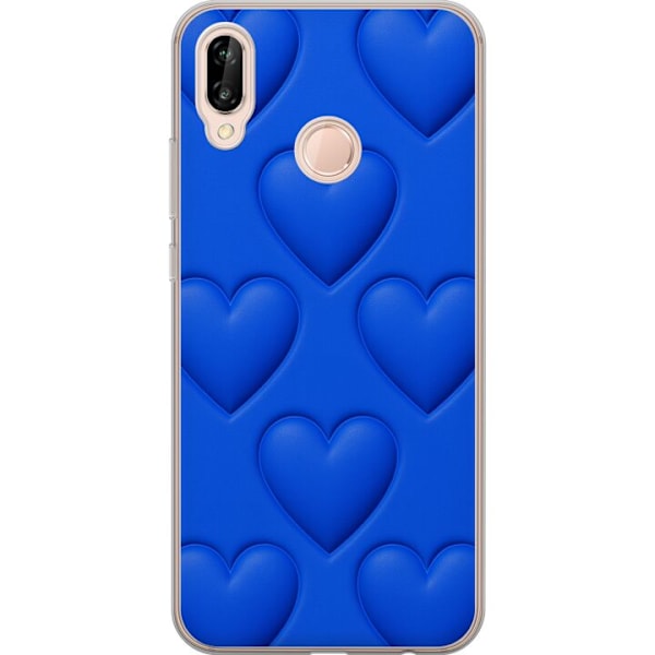 Huawei P20 lite Gennemsigtig cover Blå Hjerter