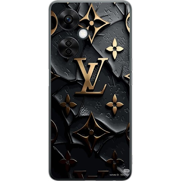 OnePlus Nord CE 3 Lite Gennemsigtig cover Louis Vuitton Mørk Tilstand Design Sort Luksus Stil Mode Populær Grafisk Mønster Modeikon Luksusmærke