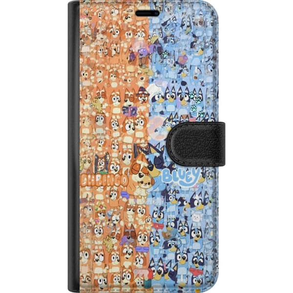 Kompatibel Tegnebogsetui til Apple iPhone 8 Plus Collage med Bluey, Bingo og venner i farverigt design blå