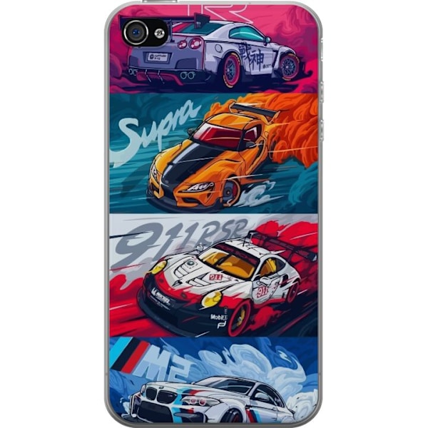 Apple iPhone 4s Gennemsigtig cover Hurtige Biler - Tegnet Møn