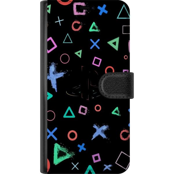 Kompatibel Tegnebogsetui til Apple iPhone 13 mini Retro-gaming-symboler i neon på sort baggrund