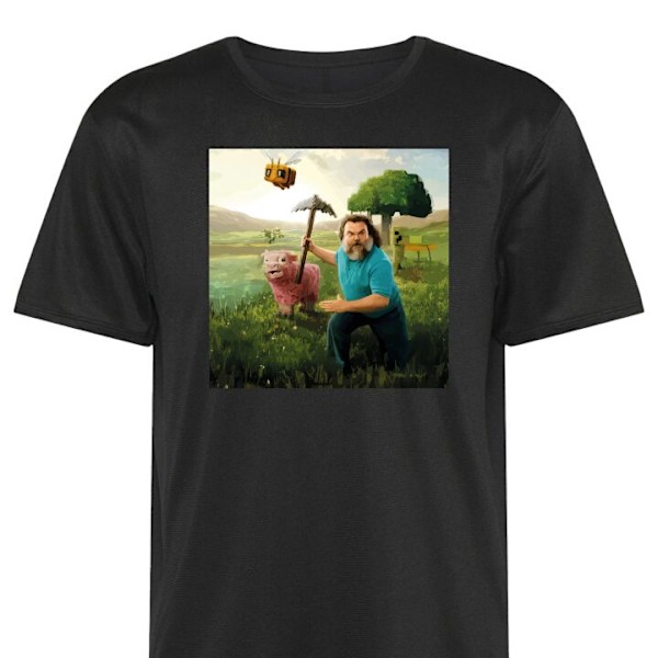 Treeni T-paita | Urheilu T-paita Aikuisille A Minecraft Movie musta 4X-Large