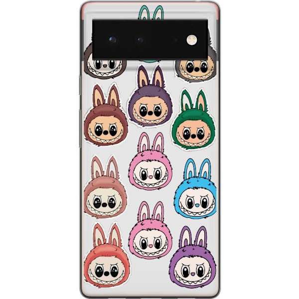 Google Pixel 6 Genomskinligt Skal Labubu Macaron Monster – S