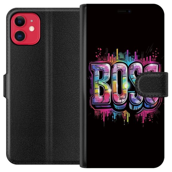 Kompatibelt Lommeboketui til Apple iPhone 11 Boss Typografi i Neonfarger Urban Gatekunst