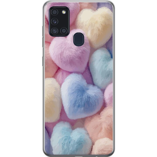 Samsung Galaxy A21s Genomskinligt Skal Hjärtan Kärlek Grafisk Design Romantiskt Motiv Populärt Symbol Grafiskt Mönster Dekoration