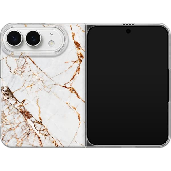 Kompatibelt Mobilskal till Apple iPhone Duo Golden Ivory Marble vit