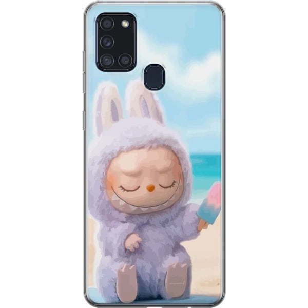 Samsung Galaxy A21s Läpinäkyvä kuori Labubu Vaaleanpunainen