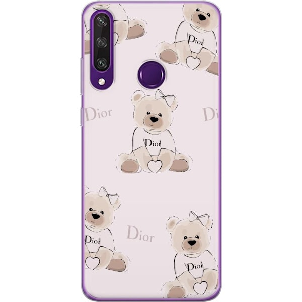 Huawei Y6p Gjennomsiktig deksel Teddy Dior Vibes - luksuriøs teddybjørn i motestil
