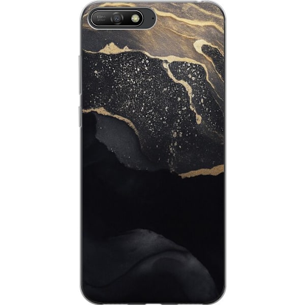 Huawei Y6 (2018) Genomskinligt Skal Svart guld abstrakt