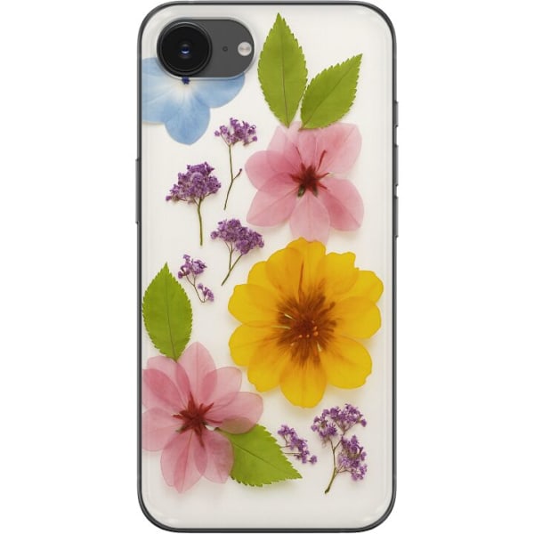 Apple iPhone 16e Genomskinligt Skal Pressade blommor