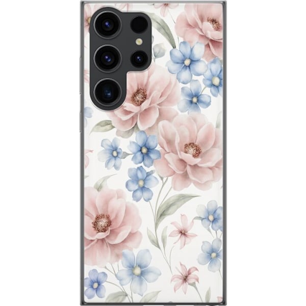 Samsung Galaxy S24 Ultra Genomskinligt Skal Romantiska blommor