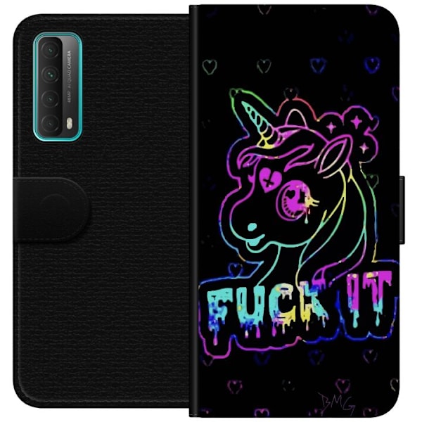 Huawei P smart 2021 Lompakkokotelo Fuck it Unicorn