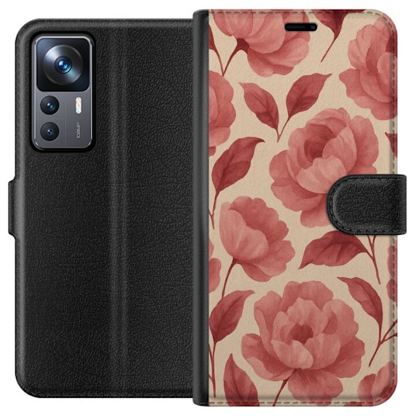 Xiaomi 12T Tegnebogsetui Roseblomst