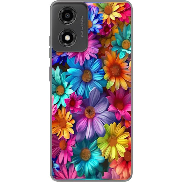 Motorola Moto E14 Gennemsigtig cover Gerbera Blomster Farverigt Dekoration Blomstmotiv Populær Hjemmeindretning Farverig Vægkunst Design