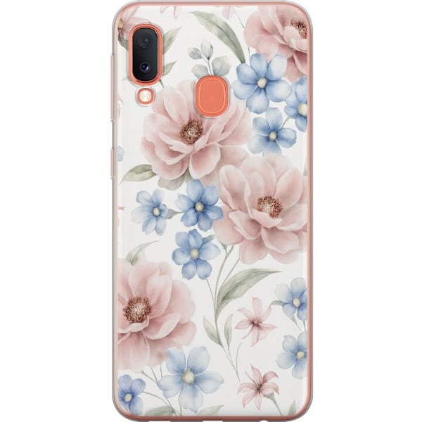 Samsung Galaxy A20e Genomskinligt Skal Romantiska blommor